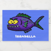 Étiquette Pour Bocaux Caricature de poisson de Piranha (Étiquettes simples)
