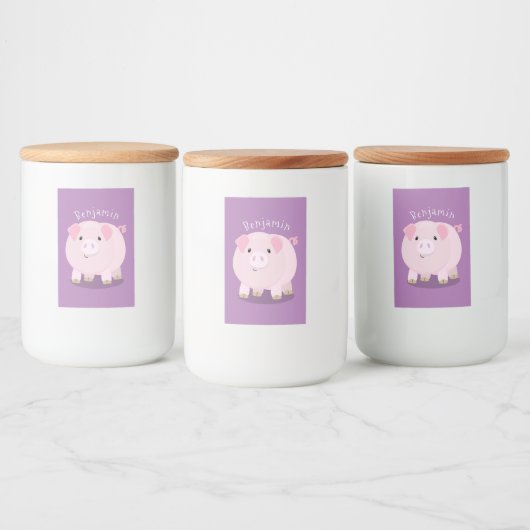 Étiquette Pour Bocaux Caricature de porc mignon rose pot vendue (Bouteilles)