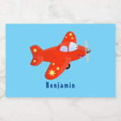 Étiquette Pour Bocaux Caricature de vol d'avion rouge mignon (Étiquettes simples)