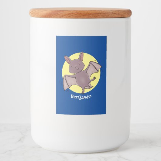 Étiquette Pour Bocaux Caricature de vol de chauve-souris (Devant)