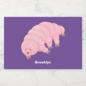 Étiquette Pour Bocaux Caricature d'ours d'eau tardigrade rose mignon (Étiquettes simples)