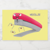 Étiquette Pour Bocaux Caricature en agrafeuse rouge pâle (Étiquettes simples)