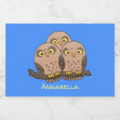 Étiquette Pour Bocaux Caricature en trio de chouette (Étiquettes simples)