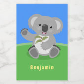 Étiquette Pour Bocaux Caricature joyeux koala agitant (Étiquettes simples)