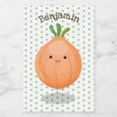 Étiquette Pour Bocaux Caricature vert oignon brun joli (Étiquettes simples)