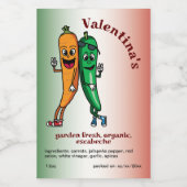 Étiquette Pour Bocaux Carottes et poivrons Cartoon Escabéche Pickle (Étiquettes simples)