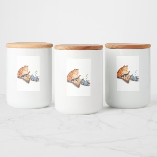 Étiquette Pour Bocaux Cat and Mouse Playing Chess Cartoon Drawing Funny  (Bouteilles)