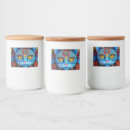 Étiquette Pour Bocaux Chat Abstrait aux yeux jaunes (Bouteilles)