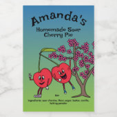 Étiquette Pour Bocaux Cherry Pals Drôle Cartoon Jam Pie et plus (Étiquettes simples)