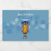 Étiquette Pour Bocaux Chouette blanche jaune Plumes colorées Cercle (Étiquettes simples)