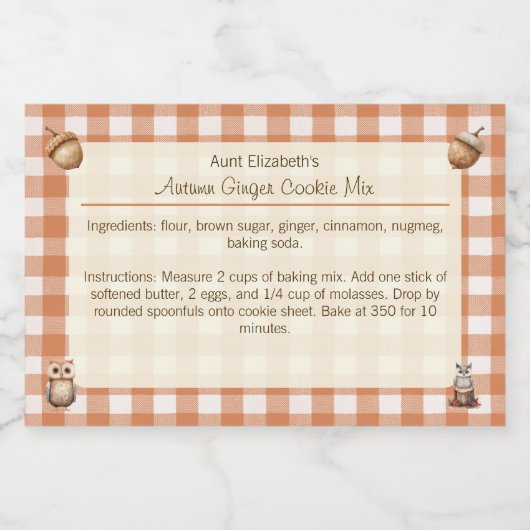 Étiquette Pour Bocaux Chouettes rustiques Acorns Automne Ginger Cooke Mi (Étiquettes simples)