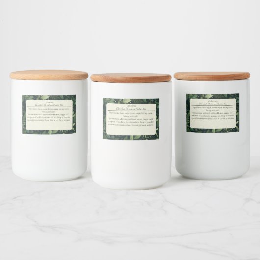 Étiquette Pour Bocaux Christmas Cookie Mix Greenery Pattern Personalized (Bouteilles)