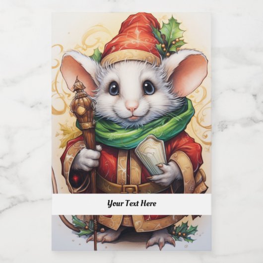 Étiquette Pour Bocaux Christmas Mouse 4 Votre texte ici (Étiquettes simples)