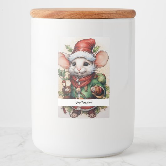 Étiquette Pour Bocaux Christmas Mouse 50 Votre texte ici (Devant)