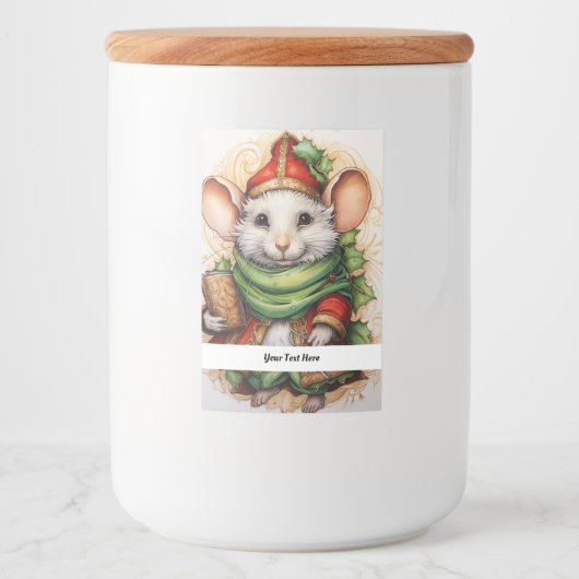 Étiquette Pour Bocaux Christmas Mouse 5 Votre texte ici (Devant)