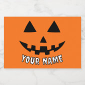 Étiquette Pour Bocaux Citrouille orange personnalisé Halloween Votre Nom (Étiquettes simples)