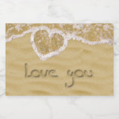 Étiquette Pour Bocaux Coeur "Love you" écrit dans Sable (Étiquettes simples)