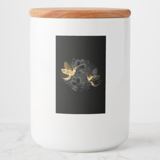 Étiquette Pour Bocaux Colibri noir et or (Devant)