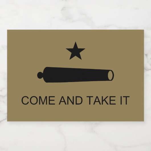 Étiquette Pour Bocaux Come & Take It ! Flag de Texas State (Étiquettes simples)