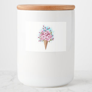 Étiquette Pour Bocaux Cône rose Sakura crème glacée gaufre