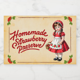 Étiquette Pour Bocaux Conserve de Fraise Maison - Vintage