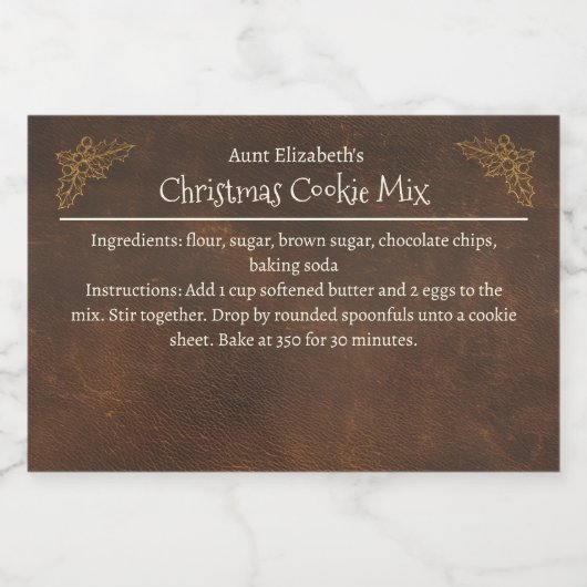 Étiquette Pour Bocaux Cookies de Noël Mélange de cuisson personnalisée (Étiquettes simples)