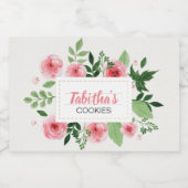 Étiquette Pour Bocaux Couleur d'eau rose Roses Cookie (Étiquettes simples)