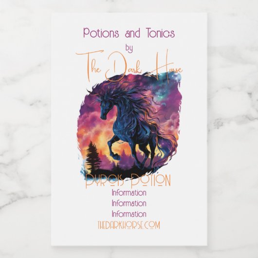 Étiquette Pour Bocaux Créez votre propre Pyrois Dark Horse Magie (Étiquettes simples)