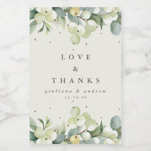 Étiquette Pour Bocaux Crème Snowberry+Eucalyptus Mariage d'hiver (Étiquettes simples)