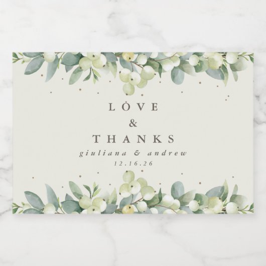 Étiquette Pour Bocaux Crème Snowberry+Eucalyptus Mariage d'hiver Favoris (Étiquettes simples)