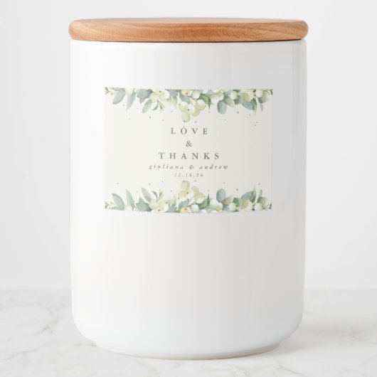 Étiquette Pour Bocaux Crème Snowberry+Eucalyptus Mariage d'hiver Favoris (Devant)