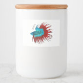 Étiquette Pour Bocaux Crowntail betta fish cartoon illustration (Devant)