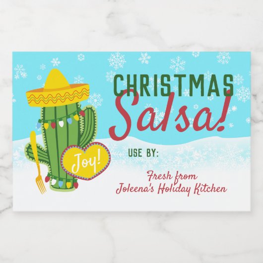 Étiquette Pour Bocaux Cuisine kitschy salsa maison cactus Noël (Étiquettes simples)