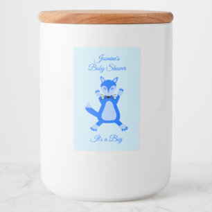 Étiquette Pour Bocaux Cute Blue Baby Boy Fox Baby shower personnalisé