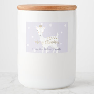 Étiquette Pour Bocaux Cute Deer   Lilac   Noël personnalisé
