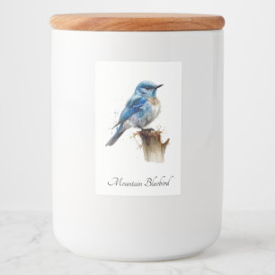 Étiquette Pour Bocaux Cute Petite Montagne Bluebird Aquarelle, personnal