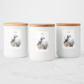 Étiquette Pour Bocaux Cute Puffin sur une roche aquarelle (Bouteilles)