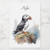 Étiquette Pour Bocaux Cute Puffin sur une roche aquarelle (Étiquettes simples)