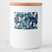 Étiquette Pour Bocaux Dark Seamless Pattern with Blue Butterflies Morpho (Devant)