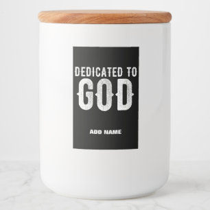 ÉTIQUETTE POUR BOCAUX DÉDIÉ À DIEU COOL PERSONNALISABLE TEXTE BLANC