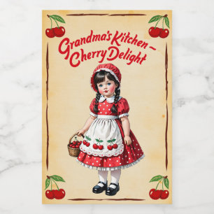 Étiquette Pour Bocaux Délice de Cerise de la Cuisine de Mamie Vintage