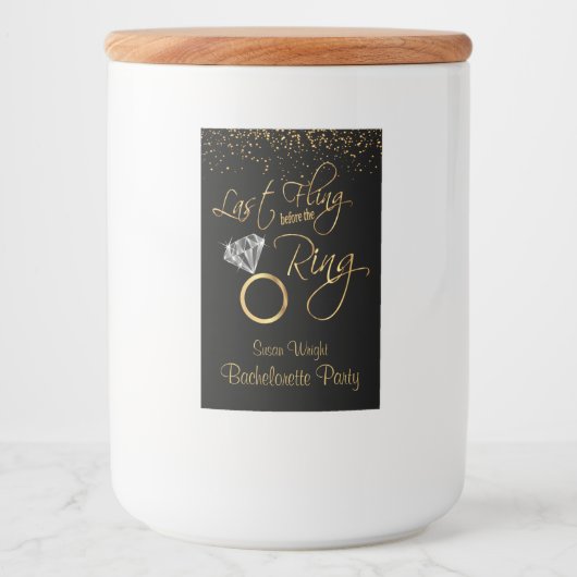 Étiquette Pour Bocaux Dernier Fling avant la ceinture Bachelorette - Or (Devant)