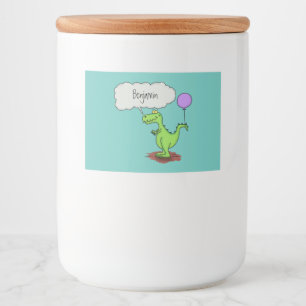 Étiquette Pour Bocaux Dessin animé de dragon vert mignon qui souffle du