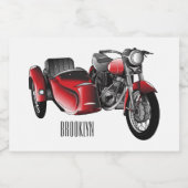 Étiquette Pour Bocaux dessin animé de la moto Sidecar (Étiquettes simples)
