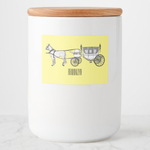 Étiquette Pour Bocaux dessin animé mariage cheval & calèche