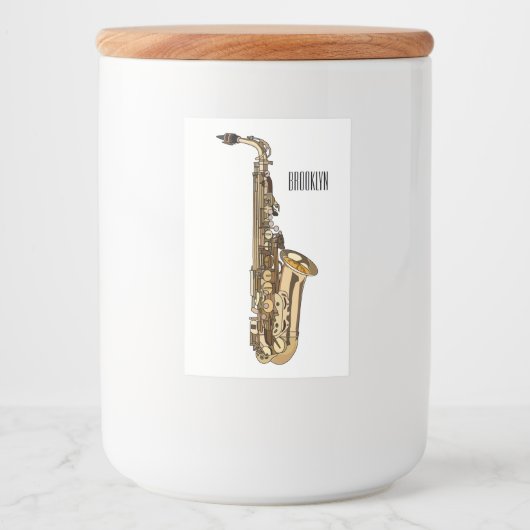 Étiquette Pour Bocaux dessin animé saxophone (Devant)