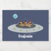 Étiquette Pour Bocaux Dessin humoristique de poulets dans l'espace (Étiquettes simples)
