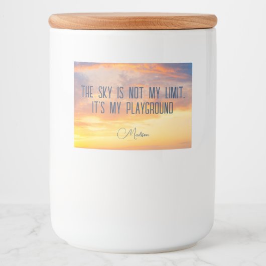 Étiquette Pour Bocaux Devis Sky de nom personnalisé (Devant)