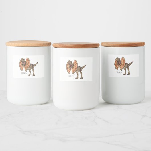 Étiquette Pour Bocaux Dilophosaurus dessin animé (Bouteilles)