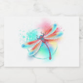 Étiquette Pour Bocaux Dragonfly rouge sur l'arrière - plan aquarelle (Étiquettes simples)